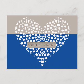 Tarjeta de agradecimiento al latín azul y blanco