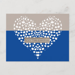 Tarjeta de agradecimiento al latín azul y blanco