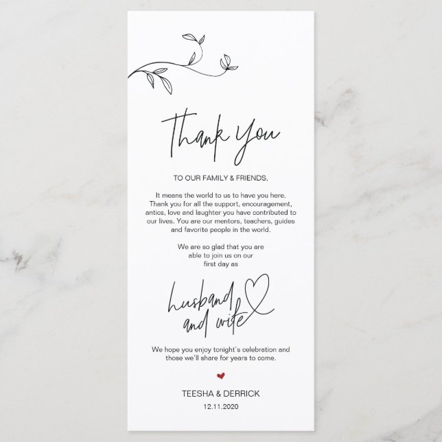 Tarjeta de agradecimiento al lugar de minimalismo  (Anverso)