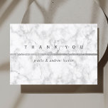 Tarjeta de agradecimiento al moderno Purpurina de<br><div class="desc">Mármol blanco y gris moderno con tarjeta de agradecimiento purpurina plateado. Para una personalización más avanzada de este diseño,  haga clic en el enlace "Personalizar más adelante". También están disponibles los elementos coincidentes.</div>
