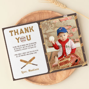 Tarjeta de agradecimiento al niño de béisbol Birda
