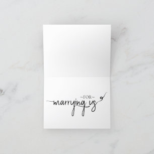 Tarjeta de agradecimiento al oficiante de la boda 