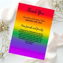 Tarjeta de agradecimiento al orgullo gay arcoiris 
