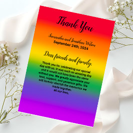 Tarjeta de agradecimiento al orgullo gay arcoiris 