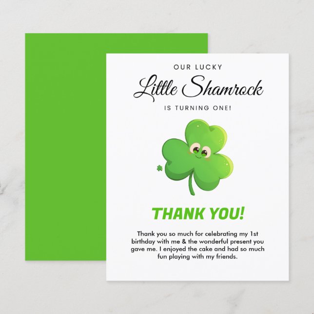 Tarjeta de agradecimiento al pequeño y afortunado  (Anverso / Reverso)