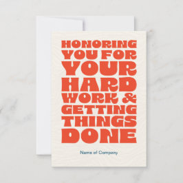 Tarjeta de agradecimiento al personal del empleado