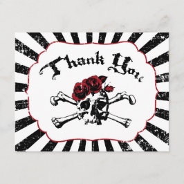 Tarjeta de agradecimiento al pirata Red Rose Skull
