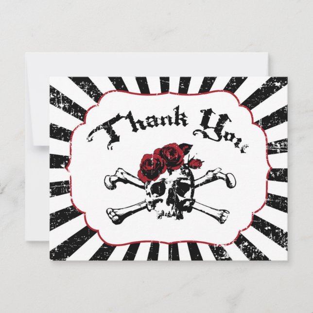 Tarjeta de agradecimiento al pirata Red Rose Skull (Anverso)