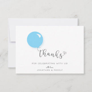 Tarjeta de agradecimiento al primer globo azul de
