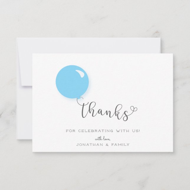 Tarjeta de agradecimiento al primer globo azul de  (Anverso)