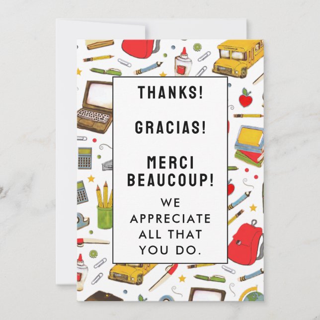 Tarjeta de agradecimiento al profesor (Anverso)