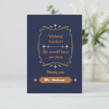 Tarjeta de agradecimiento al profesor clásico de o