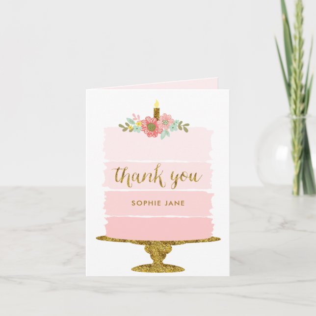 Tarjeta de agradecimiento al Purpurina de cumpleañ (Anverso)