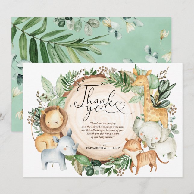 Tarjeta de agradecimiento al Safari de la Selva Ve (Anverso / Reverso)