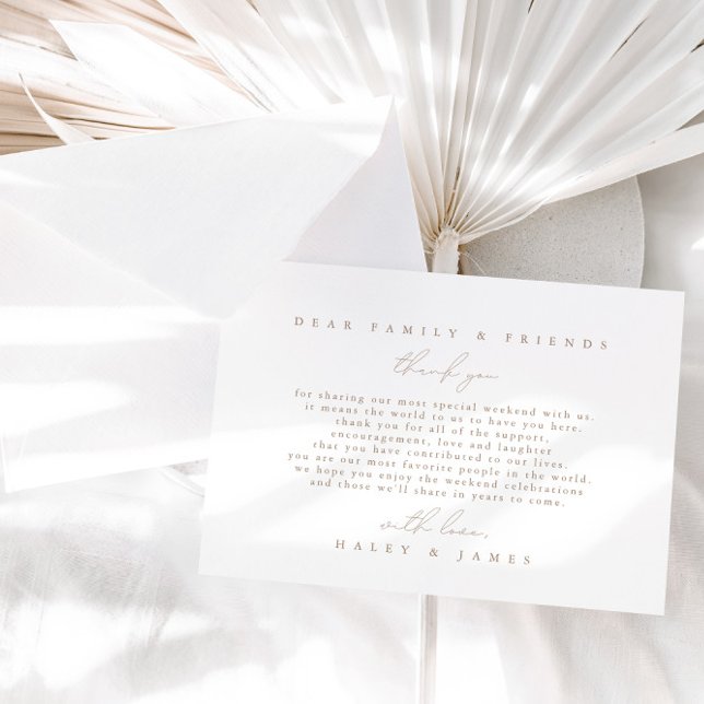 Tarjeta de agradecimiento al simple Boda blanco Mi (Simple Minimalist White Wedding Thank You Card)