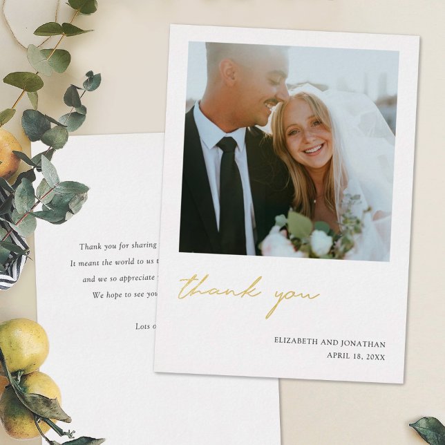Tarjeta de agradecimiento al simple Boda de fotos  (Subido por el creador)