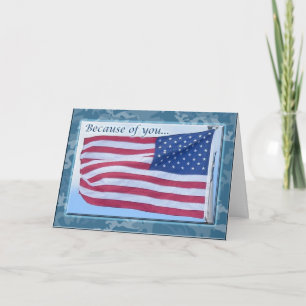 Tarjeta de agradecimiento al soldado de la bandera