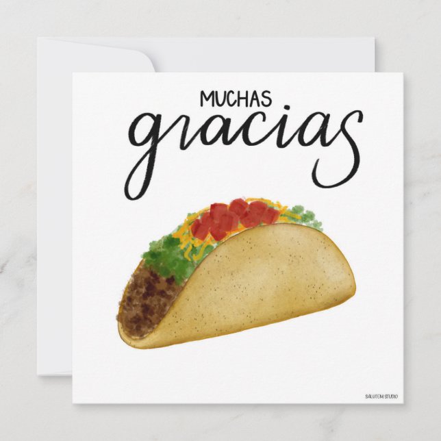 Tarjeta de agradecimiento al taco español muchas g (Anverso)