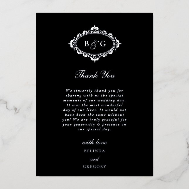 Tarjeta de agradecimiento al verdadero Boda negro  (Anverso)