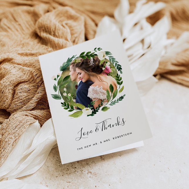 Tarjeta De Agradecimiento Alabaster Wreath | Foto Boda Gracias (Subido por el creador)