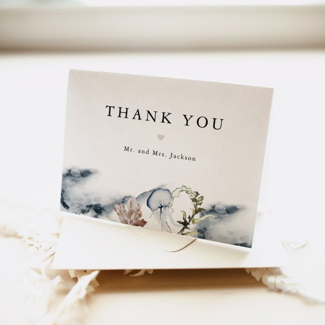 Tarjeta De Agradecimiento ALANA Tropical Beach Coral Ocean Jelly Fish (Subido por el creador)