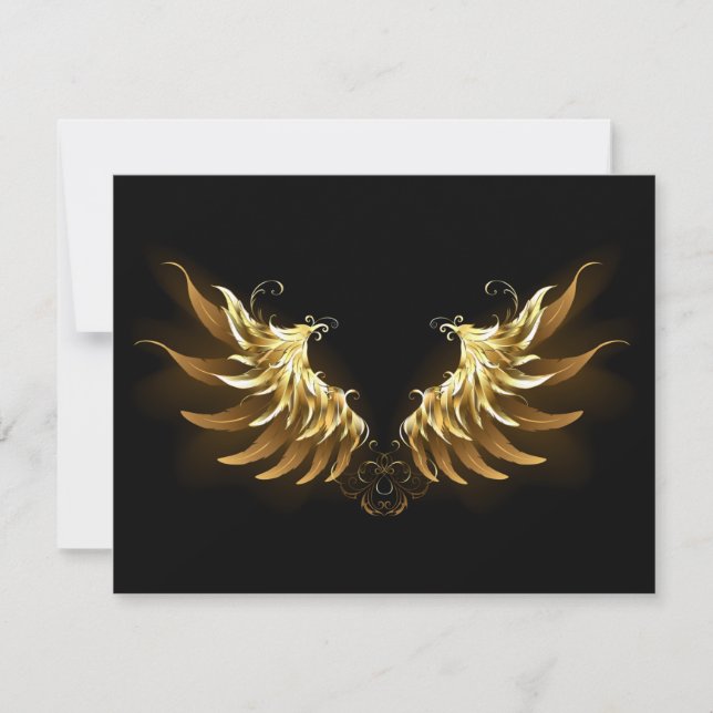 Tarjeta De Agradecimiento Alas del Ángel de Oro sobre fondo negro (Anverso)