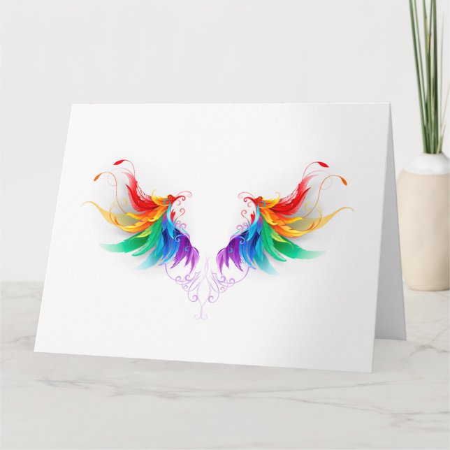 Tarjeta De Agradecimiento Alas del arco iris fluidas (Anverso)