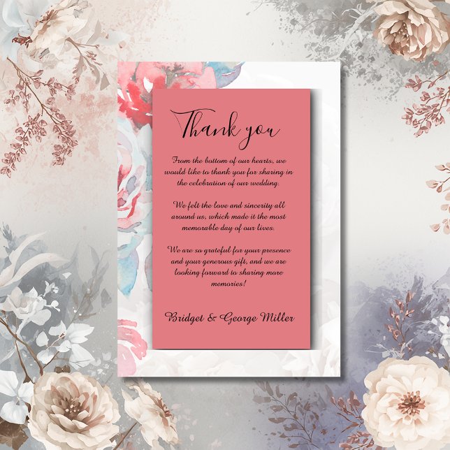 Tarjeta De Agradecimiento albaricoque Floral acuarela silvestre rosa boda (Subido por el creador)