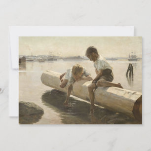 Tarjeta De Agradecimiento Albert Edelfelt - Dos chicos en un registro