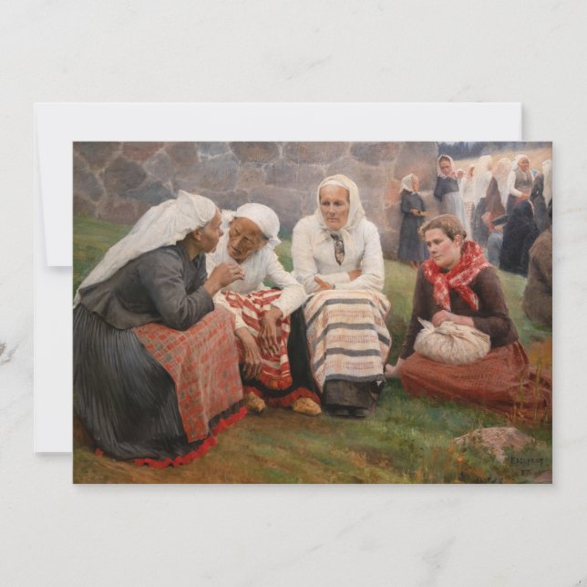 Tarjeta De Agradecimiento Albert Edelfelt - Mujeres fuera de la iglesia invi (Anverso)