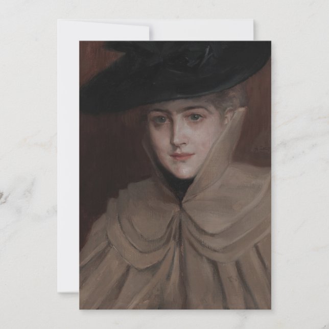 Tarjeta De Agradecimiento Albert Edelfelt - Retrato de una joven (Anverso)