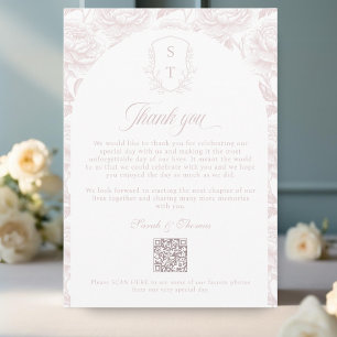Tarjeta De Agradecimiento Álbum de fotos con código QR de tono rosa del mono