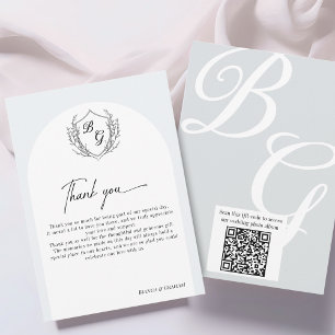 Tarjeta De Agradecimiento álbum de fotos con código QR para boda con monogra