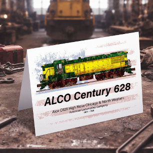 Tarjeta De Agradecimiento Alco C-628 Locomotora Diesel y bandera estadounide