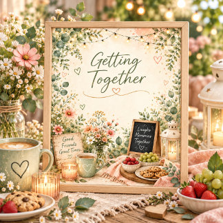 Tarjeta De Agradecimiento Alegre reunión floral acogedora Cottagecore