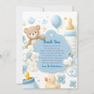 Tarjeta De Agradecimiento Alegría de Paquete Azul: Fiesta de Baby Shower par