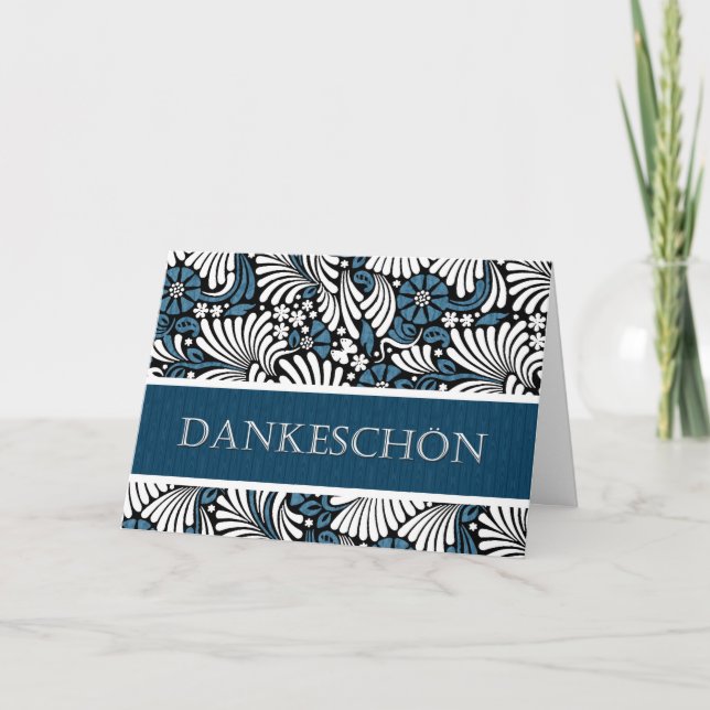 Tarjeta De Agradecimiento Alemán azul y blanco gracias Danke Formal (Anverso)