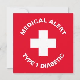 Tarjeta De Agradecimiento Alerta médica personalizada Rojo diabético