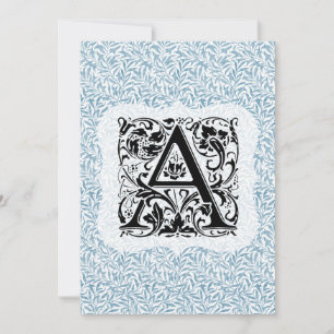 Tarjeta De Agradecimiento Alfabeto de William Morris Rama de Sauce Azul