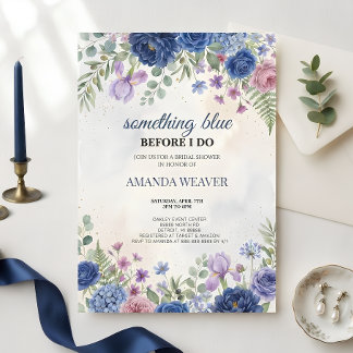 Tarjeta De Agradecimiento Algo Azul Antes de Hacer Floral Té de Despedida de