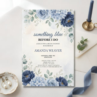 Tarjeta De Agradecimiento Algo Azul Antes de Hacer Floral Té de Despedida de