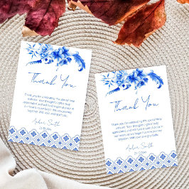 Tarjeta De Agradecimiento Algo azul antes de hacer la ducha de la novia vint
