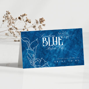 Tarjeta De Agradecimiento Algo Azul Antes de Hacer Línea Floral Gracias
