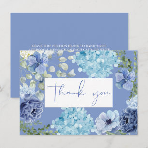 Tarjeta De Agradecimiento Algo azul antes de la ducha de novia de hortensias