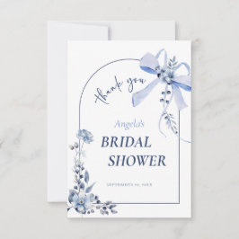 Tarjeta De Agradecimiento Algo Azul Arco Floral Ducha de Novia