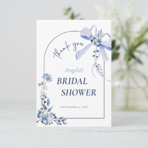 Tarjeta De Agradecimiento Algo Azul Arco Floral Ducha de Novia