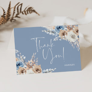 Tarjeta De Agradecimiento Algo Azul Floral Despedida de Soltera Personalizad