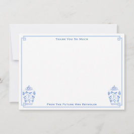 Tarjeta De Agradecimiento Algo Azul Tarro de Jengibre Acuarela Desayuno de N