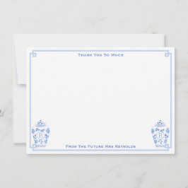 Tarjeta De Agradecimiento Algo de acuarela azul Ginger Jar Ducha de novia