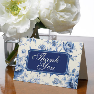 Tarjeta De Agradecimiento Algo de Blue Floral French Toile Chinoiserie